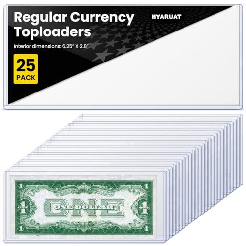 HYARUAT 25 Pack Currency Toploader – Premium Dollar Bill Holders, Durable Protective Sleeves for Bills, Currency Notes & Banknotes