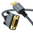 Twozoh HDMI to VGA Cable 10FT. Aluminum Alloy Shell Nylon Braided & Gold-Plated Support 1080P/60HZ