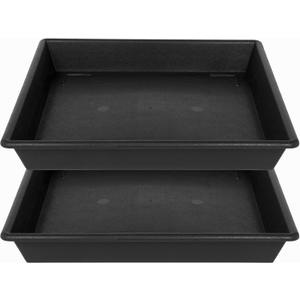 NIMYAU Square Plant Saucer 10 Inch 2 Pack 6 8 10 12 14 16 18 20 Inch, Plant Trays for Pots Heavy Duty Plastic Plant Saucers for Indoors Outdoors, Flower Pot No Holes Plant Drip Trays (Black)