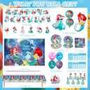 Birthday Party Decorations Set - Underwater Princess Theme (Includes Banner, Foil Balloons, Printed Balloons, Plates, Napkins)