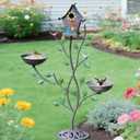 Metal Bird Houses for Outside, Bird Feeder and Bird Bath,3-in-1,Freestanding with Cast Iron Base, Outdoor Garden & Courtyard Decoration