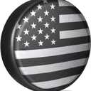 Spare Tire Cover for RV Trailer, Jeep Wheel Cover for Spare Tire, Leather Trailer Tire Covers with American USA Flag for Camper, RV Trailer, Jeep, Truck, SUV (15" for Diameter 27.95-28.74 inch)