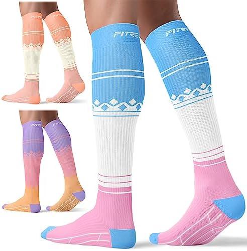 FITRELL 3 Pairs Compression Socks for Women and Men 20-30mmHg-Circulation Support Socks S/M