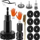 Wheel Hub Cleaning Tool Kit, 17 PCS Wheel Stud Rust Remover Tool with Goggles & Gloves, Surface Cleaning Pad Fits 1/2" Impact Wrench & Drill, for Vehicle Rotors, Hubs and Brake Service