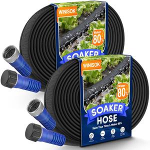 Upgrade Heavy Duty Soaker Hose 100FT, Thickened Flat Garden Hoses, Leak-proof and Flexible Drip Irrigation Tubing, Save 80% Water (50 FT x 2Pack)