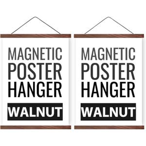 Magnetic Poster Hanger Frame for 18x24 18x18 18x12 Movie Music Posters Wall Art, Walnut Wood Picture Frames for Large Canvas Diamond Map Decor, Living Room Calendar Banner Tapestry Photo Hanging Stand