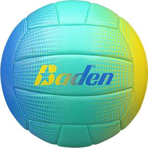 Baden | Fun Design | Official Size & Weight Indoor & Outdoor Volleyball | Bright & Beachy! Soft Touch Synthetic Leather, Durable Stitching |All Ages & Skill Levels (Ombre Blue, Yellow)