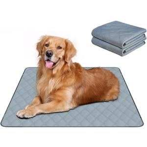 RIOUSSI Washable Pee Pads for Dogs, Reusable, Absorbent, Leakproof, Non Slip Pet Puppy Pads for Potty Training. Light Gray, 18x24 Inch(2pack)