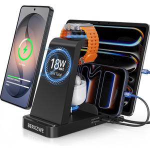 Wireless Charger for Samsung: 5 in 1 Samsung Wireless Charging Station for Galaxy S26 Ultra/S25/S24, Charger Stand for Galaxy Watch8/7/6/5/4, Charging Dock Stand for Android Multiple Devices, Black