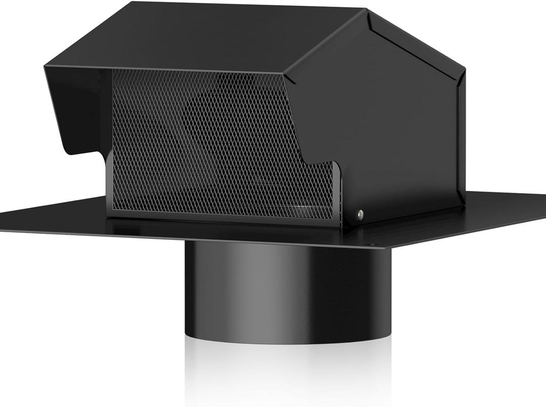 Hon&Guan 10 Inch Roof Exhaust Vent Cap - Heavy Duty Galvanized Steel Roof Vents for Houses, with Damper, for Home Ventilation System - Black