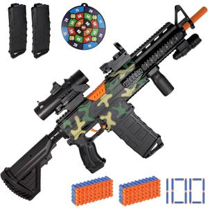 Automatic Sniper Rifle with Scope for Soft Guns Darts with 2 Magazines, Foam Blaster with 100 EVA Soft Bullets, Realistic Electric MachineToy for Boy 8-12 Age, Birthday Gift for Kid Adult