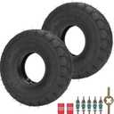 RUTU (2-Pack) 4.10/3.50-4 Replacement Tire + Inner Tube with TR87 Bent Angled Valve Stem for Hand Trucks Dollies Wheelbarrows Lawn Mowers Trailers Lawn Garden Utility Tire & Inner Tube (ROAD TIRES)