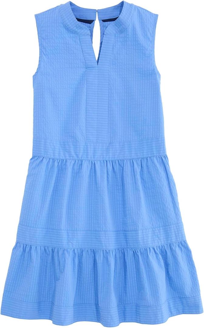 Vineyard vines Girls' Girls' Tilly Harbor Dress (Medium, Stripe Breaker Blue)