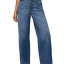 Sidefeel Women's Wide Leg Jeans High Waisted Stretchy Front Seam Denim Pants (Size 4 Blue)