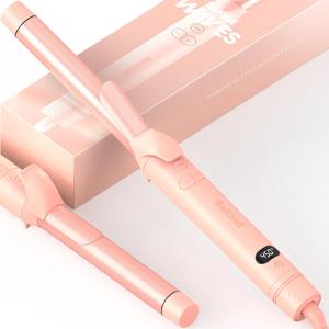 Automatic Rotating Curling Iron by BeKind Waves, 1 Inch Rotating Wand for Beach Waves, Tourmaline Ceramic, Fast Heat-up, Multiple Temps, Long-Lasting Curls, Dual Voltage (Peach)