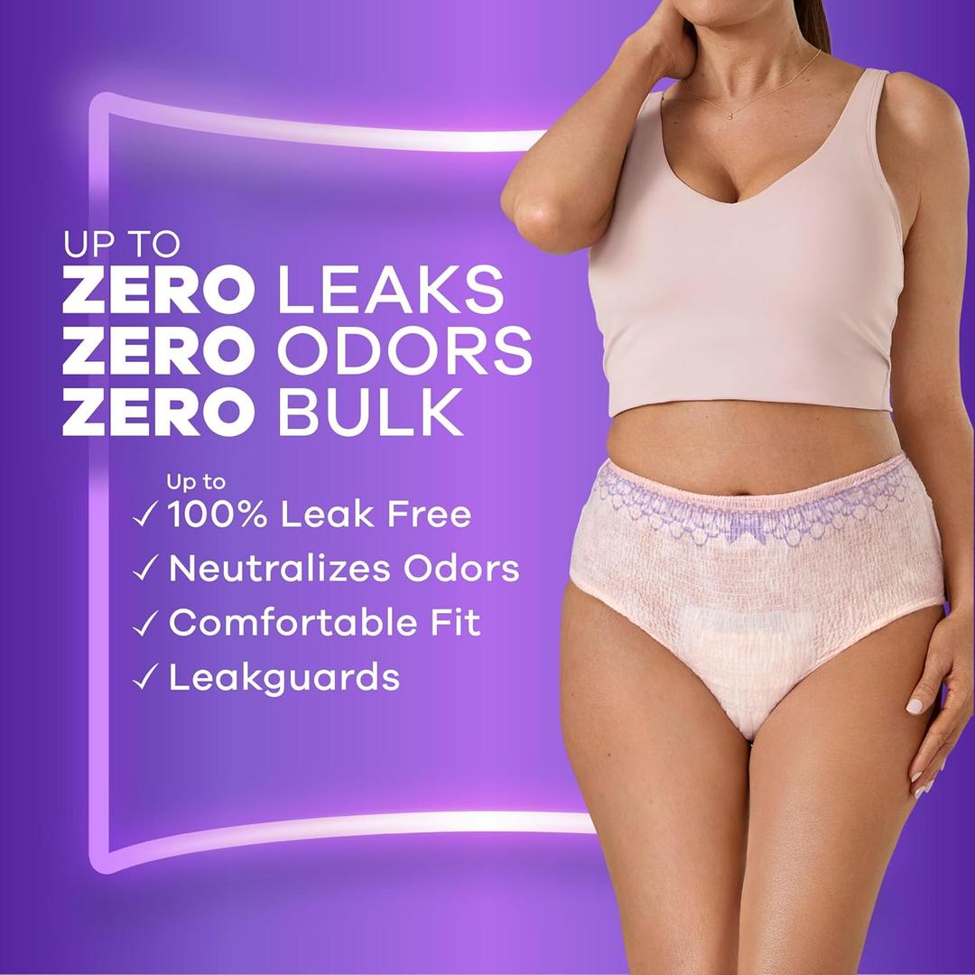 Always Discreet Adult Incontinence Underwear for Women and Postpartum Underwear, Size L, Up to 100% Bladder Leak Protection, 28 Count