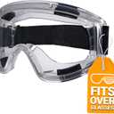Anti-Fog Safety Goggles | Impact & Splash Resistant Anti-Scratch Clear Lenses | Fits Over Glasses |ANSI Z87.1 & EN166 (black)