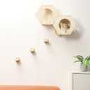 3-in-1 Cat Climbing Wall Steps with Hemp Rope, Shelves and Perches, Scratching Pads for Cats Playing and Climbing (Wood)