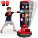 HopeRock Punching Bag for Kids, Boxing Set with Scoring, Light, Music, 4 Game Modes, Inflatable Boxing Bag with Gloves, Birthday Gifts Toys for 4-8-12 Years Old Boys (Red)