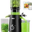 Juicer Machines, ECOSELF 4.35" Large Feed Chute for Family Needs, Professional Cold Press Juicer For Whole Fruits & Vegetables, Self Feeding Effortless for Batch Juicing, Easy to Clean (Black)