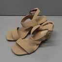 DREAM PAIRS Women's High Chunky Heels Square Toe Block Ankle Strap 3 inch Comfortable Heeled Sandals For Formal Wedding Party Dress (7.5, Nude)