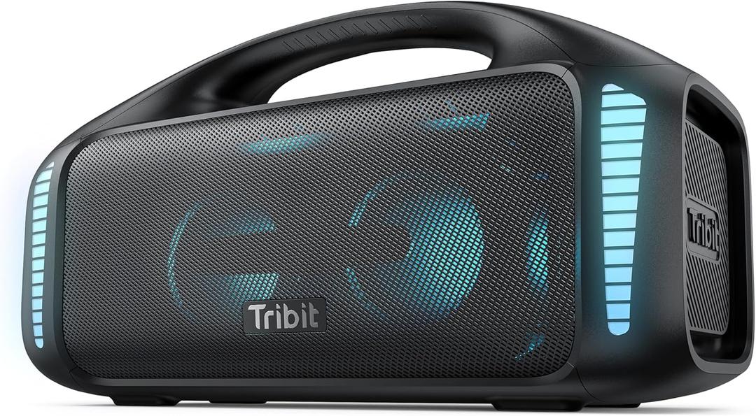 Tribit StormBox Blast Portable Bluetooth Speaker, (140W Peak) 90W Loud Stereo Sound with 30H Playtime, IPX7 Waterproof, LED Light, Wireless, XBass, BT5.3, TWS, Custom EQ, Party/Outdoor/Camping/Beach