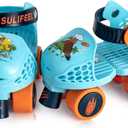 SULIFEEL Kids Adjustable Quad Roller Skates,Toddler Beginner Roller Skates for Girls and Boys Age 2-5 Years Old (Dinosaur Blue)