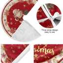 Christmas Tree Skirt Santa Claus Red Xmas Ornament Xmas Tree Mat for Home Holiday Party Supplies Indoor Outdoor Decoration 35.4 in