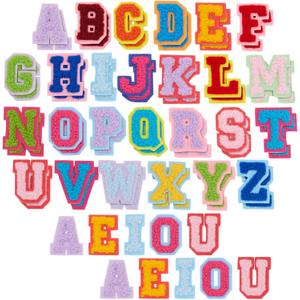 Bright Creations Iron On Letters Chenille Alphabet Patches - 62-Piece, 1.3 x 1.4 in, Felt - Letter Patches Iron On for Clothing & Accessories