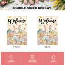 3 x AVOIN colorlife Spring Easter House Flag 28x40 Inch Double Sided Outside, Bunny Rabbit and Eggs Welcome Yard Outdoor Flag