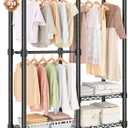 Heavy Duty Clothes Rack, 3 Tiers Sturdy Metal Clothing Rack with Hanger Rods & Shelves, Portable Closet Rack for Bedroom 45" W × 16" D × 76" H, Garment Rack Holds 450lb, Easy Assembly&Storage