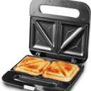 Elite Gourmet ESM2207XSS Sandwich Panini Maker Grilled Cheese, Machine Tuna Melt Omelets Non-stick Cooking Surface, 2 Slice, 750 Watts, Stainless Steel