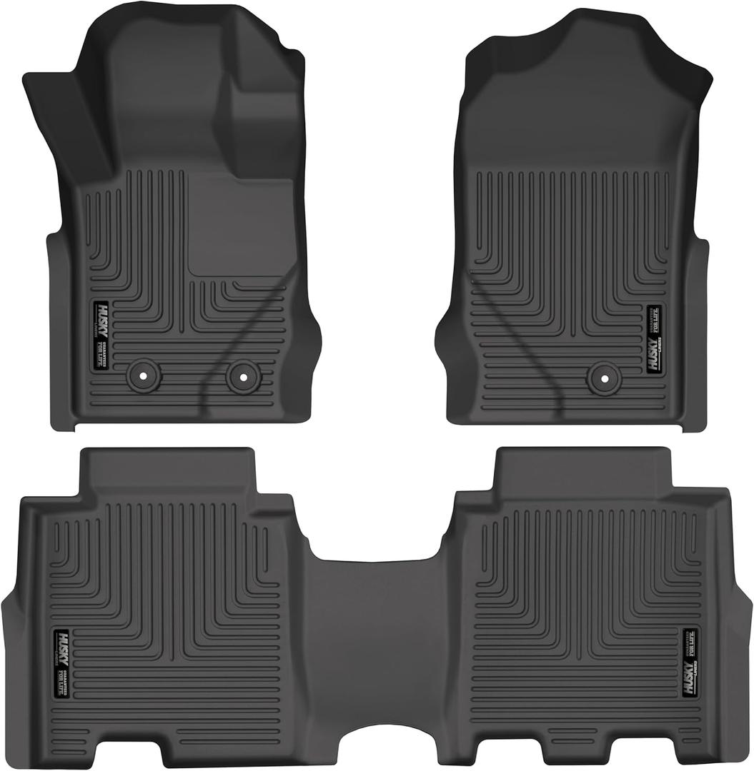 Husky Liners Weatherbeater Floor Mats | Fits 2021-2026 Ford Bronco 4-Door | Front & 2nd Row, 3-pc Black - 95301