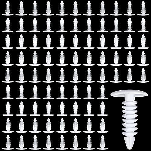 Taiyin 500 Pcs 1" Vapor Barrier Christmas Tree Clips Plastic Bumper Clips Nylon Rivet Clip White Furniture Assembly Shelves Retainer for Crawlspace Barrier Poly Liners, Covers, Encapsulations