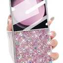 AuroiCYY for Samsung Galaxy Z Flip 7 5G Glitter Case, Bling Shiny Sparkle Sequin for Girls Women Cute Soft Silicone 4 Corners Shockproof Cover Protective Phone Case for Samsung Z Flip 7 5G (Pink)