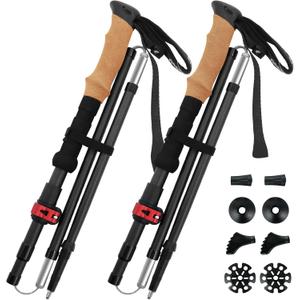 Carbon Fiber Trekking Poles 2-Pack - Lightweight Collapsible Hiking Sticks with Cork Grip & Quick-Lock System, Portable Walking Poles for Travel & Backpacking, Suitable for Men, Women and Seniors