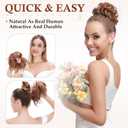Benehair Messy Bun Hair Piece Scrunchy Updo Hair Pieces for Women Fluffy Wavy Hair Bun Scrunchies Donut Hairpiece Synthetic Chignons With Elastic Rubber Band Dark Blonde & Ash Blonde 1pc 25g
