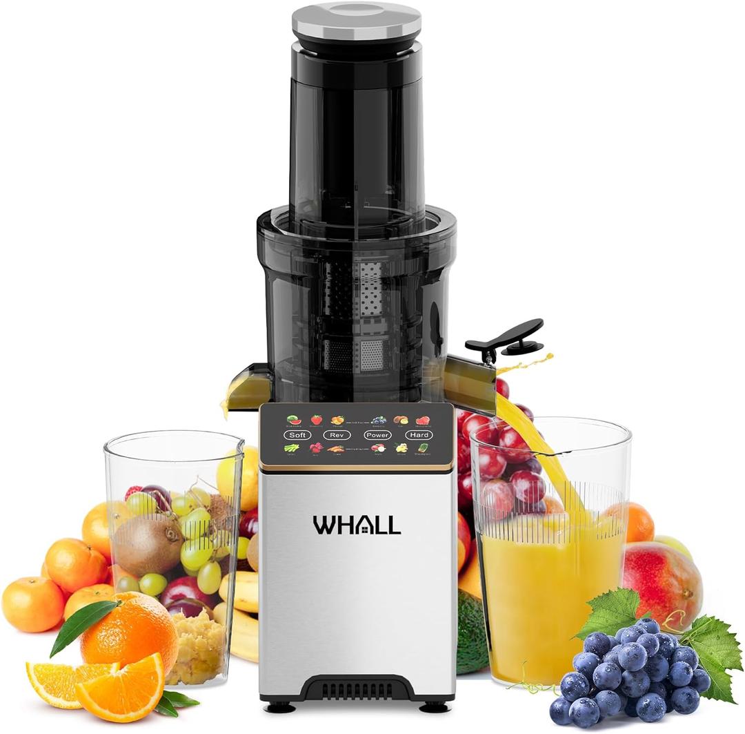 whall Masticating Slow Juicer, Professional Stainless Juicer Machines for Vegetable and Fruit, Touchscreen Cold Press Juicer with 2 Speed Modes,Gold (4.8"D x 7.08"W x 16.53"H)