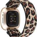 TOYOUTHS Elastic Band Compatible with Fitbit Versa 3 Bands Scrunchie Strap Replacement for Fitbit Sense Fabric Nylon Sport Stretchy Fashion Wristband Women Men (Cheetah, Small)