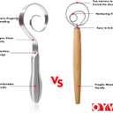 OYV Seamless Dough Whisk, 18/10 Stainless Steel Danish Dough Wisk, 9" Bread Whisk for Sourdough, Cookies, Pizza, Pastry, Dishwasher Safe Dough Hook