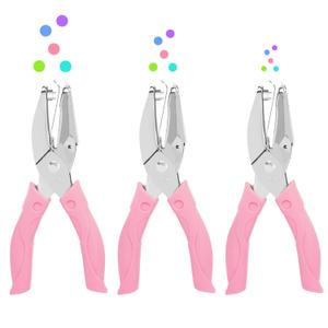 UCEC 3 Pack Metal Handheld Small Hole Punch, Paper Punches for Crafting, Mini Hole Punch Set of School Supplies with Soft-Handled for Circle Holes for DIY Craft Tags Scrapbook Tool (Pink)
