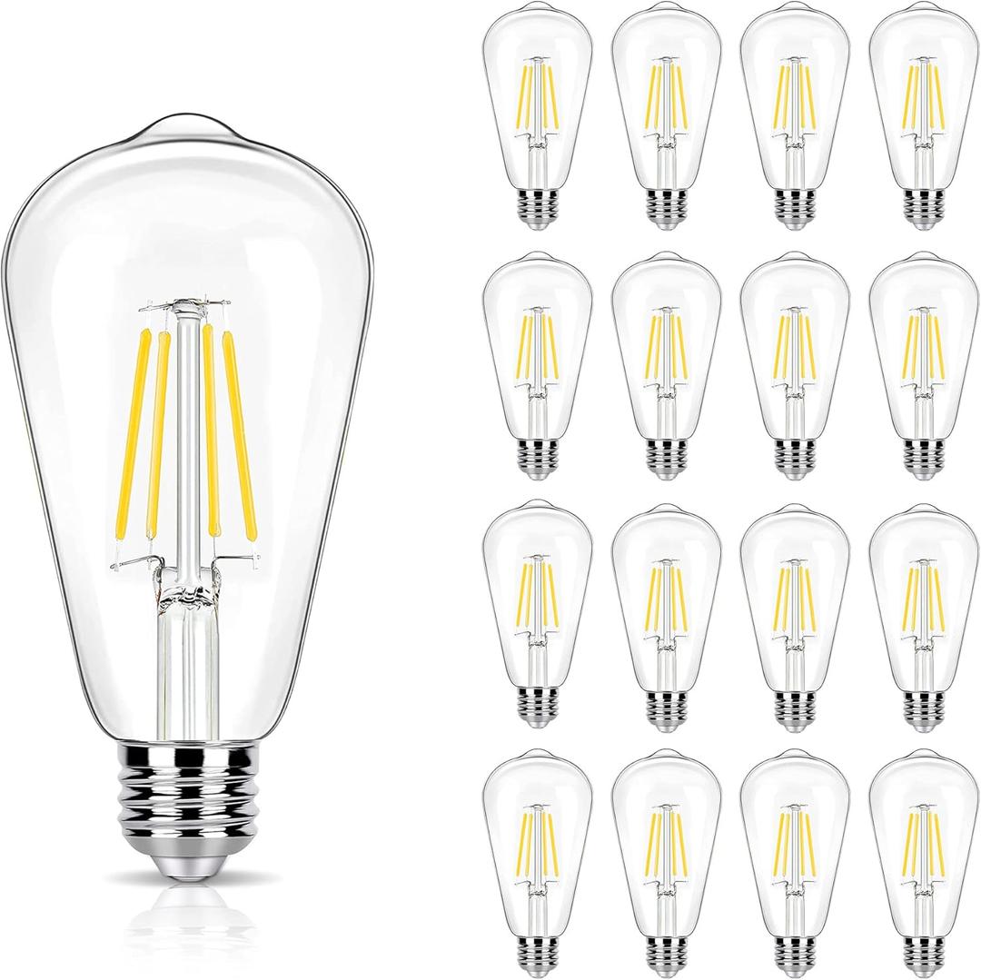 16 Pack LED Edison Bulbs 40W Equivalent, Not-dimmable 4 Watt LED Filament Bulb, 4000K Cool White ST19 Light Bulb, 450LM E26 Vintage Bulbs for Ceiling Light Fixtures