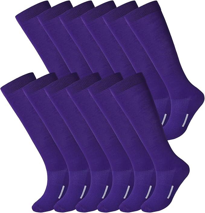 Haysandy 12 Pairs Youth Socks Bulk Soccer Football Softball Baseball Socks for Athletic Girls Kids Youth Adults Team Sport M