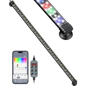 Pawfly Aquarium Light with Bluetooth for Plants, 14W 27.5 inch Full Spectrum Fish Tank Light for 28-51 inch Fish Tanks, Submersible LED Lights with App Control, Timer Modes & Adjustable Brightness