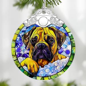 Bullmastiff Dog Stained Glass Ornament, Christmas Ornament  Christmas Tree Decor, Holiday Decor, Stocking Stuffer, Gift Idea, Gifts for Dog Lover, Pet Lover