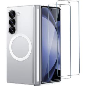 TOPF&B Magnetic Case for Samsung Galaxy Z Fold 7,Compatible with Magsafe,Magnetic Hinge Protection,Anti-Yellowing Cover,Transparent Screen Protector,Clear Case for Z Fold 7,Crystal Clear