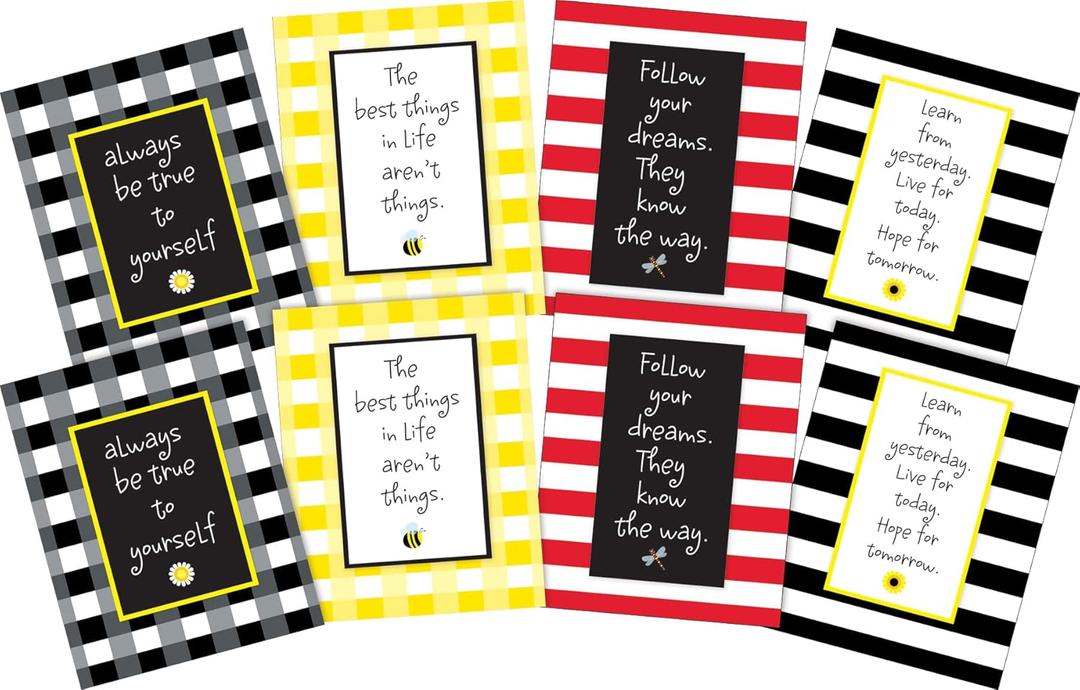 Barker Creek Art Print Set, Be True to Yourself, Set of 8 Art Prints from Barker Creek's Buffalo Plaid & Wide Stripes Collection, Inspirational Quotes, Office, Home, School, 8 Prints, 8" x 10" (4178)