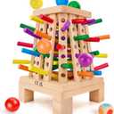 Montessori Board Game for Kids 4-6, Pyramid Wooden Sticks Dice Game, Math Educational, Fine Motor Skills Toy for 3+ Year Olds Girls Boys, Classic Table Game for Family Night