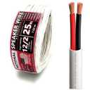 NATIONAL Wire&Cable - 12/2 Audiophile Speaker Wire (25 Feet) 12AWG Gauge - Made in USA - in Wall Audio Speaker Wire Cable/CL Rated/ETL Listed / 2 Conductors - OFC Oxygen-Free Copper, White 25ft