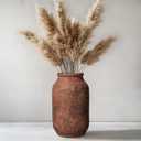 Terracotta Vase, Large Rustic Ceramic Vase, Farmhouse Decor for Living Room, Shelf, Mantle, Entryway, Room Decor, 9 Inch, Brown